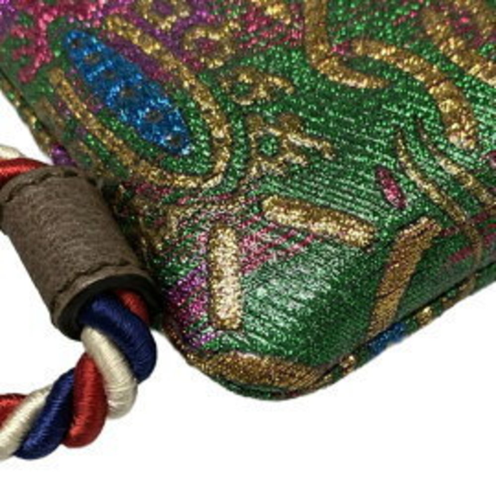 Gucci Multicolor Green Drawstring Backpack Brocad… - image 6